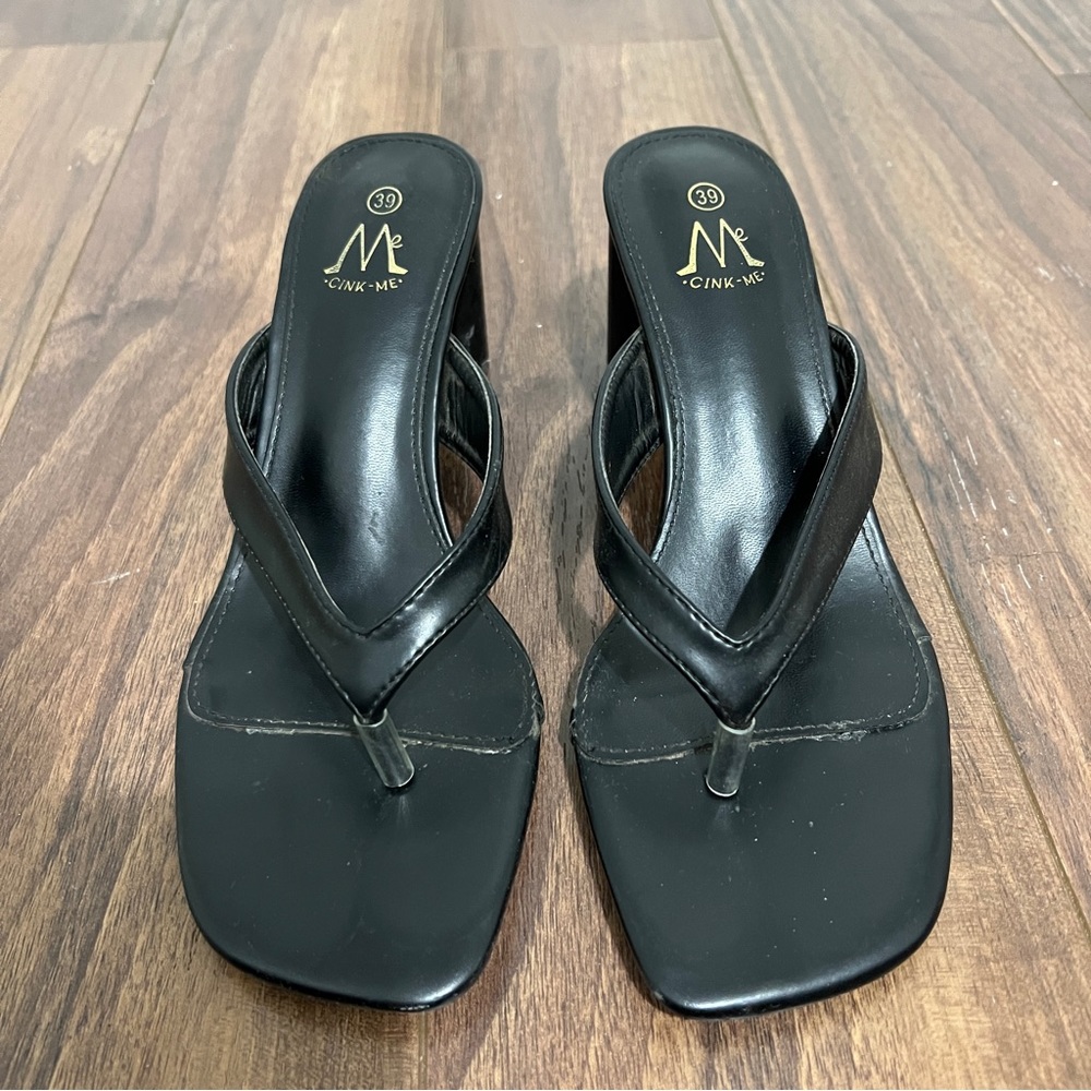 Nasty Gal Faux Leather Thong Heels